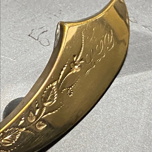 Victorian Antique Gold Filled Etched Scimitor Sword Pin Brooch - Picture 3 of 8